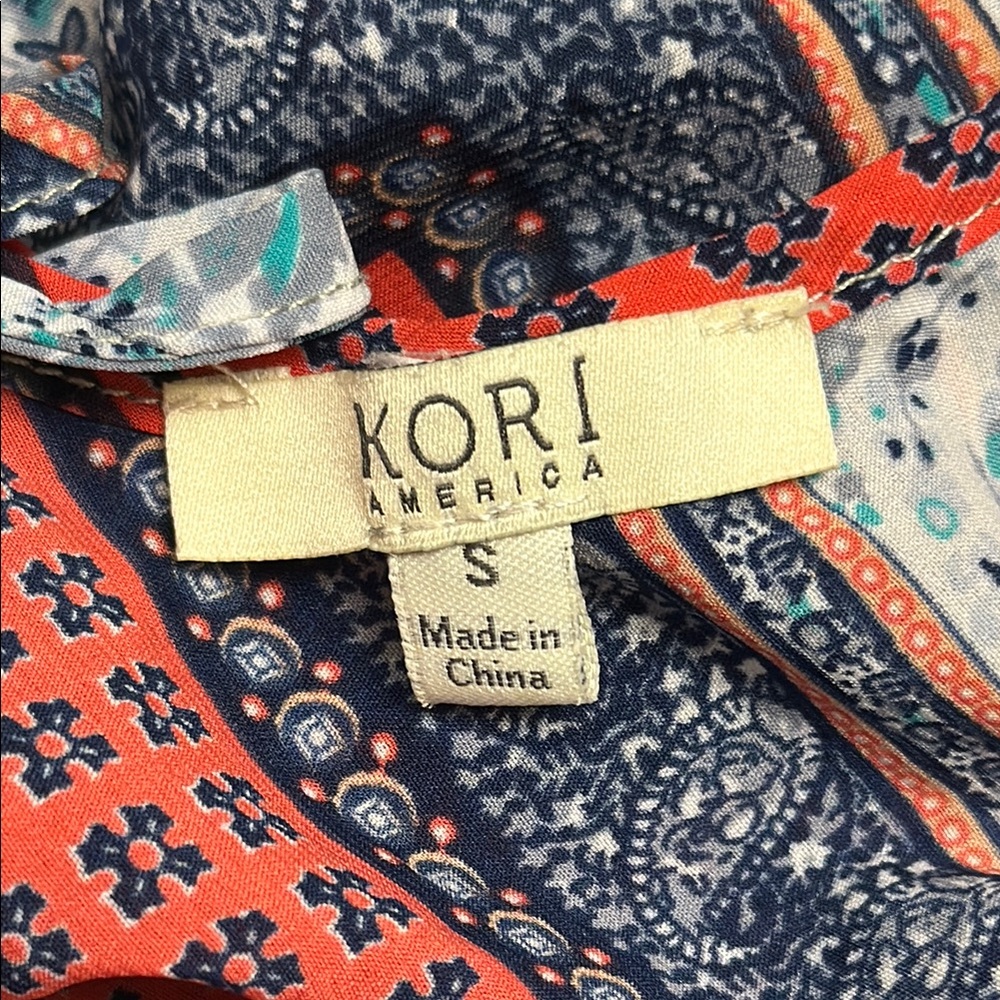KORI AMERICA Womens Aztec BOHO Sleeveless Flowy Blouse Small Hippie Summer BOHO - Picture 5 of 7